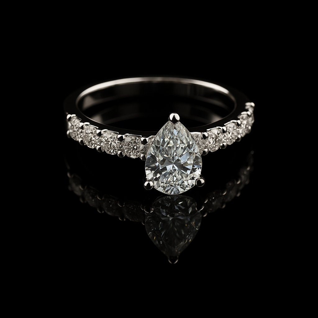 Pear Cut on Pavé Band