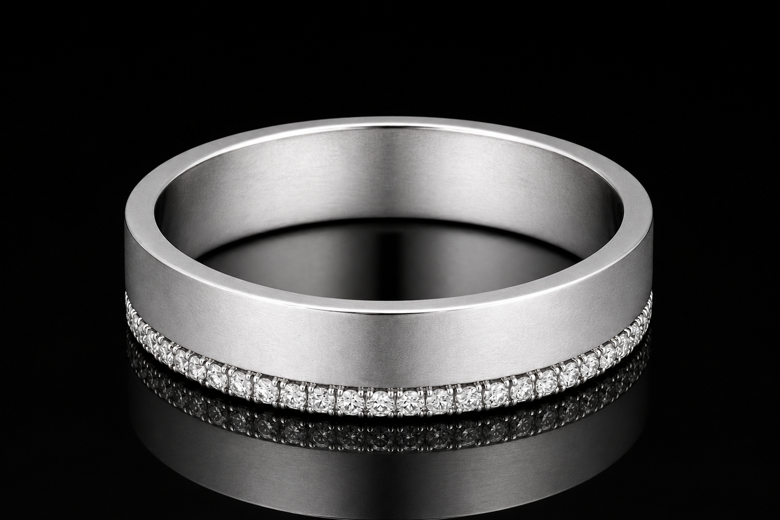 Brushed Band with Pavé Edge